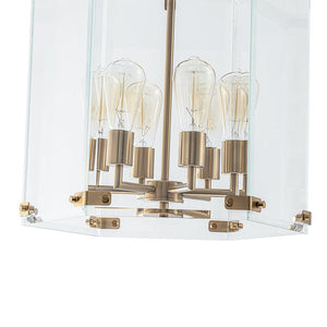 LightFixturesUSA - Modern Farmhouse Clear Glass Large Lantern Pendant Light - Chandelier - 15.7in - 