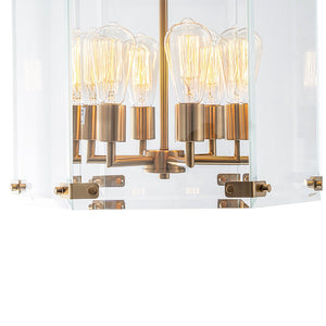 LightFixturesUSA - Modern Farmhouse Clear Glass Large Lantern Pendant Light - Chandelier - 15.7in - 