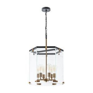 LightFixturesUSA - Modern Farmhouse Clear Glass Large Lantern Pendant Light - Chandelier - 15.7in - 