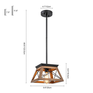 LightFixturesUSA - Modern Farmhouse Geometric Lantern Pendant Light - Pendant Light - Beige Yellow - 