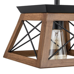 LightFixturesUSA - Modern Farmhouse Geometric Lantern Pendant Light - Pendant Light - Brown - 
