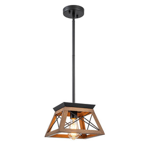 LightFixturesUSA - Modern Farmhouse Geometric Lantern Pendant Light - Pendant Light - Brown - 