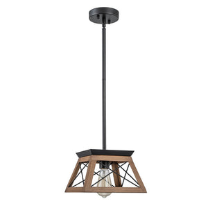 LightFixturesUSA - Modern Farmhouse Geometric Lantern Pendant Light - Pendant Light - Brown - 