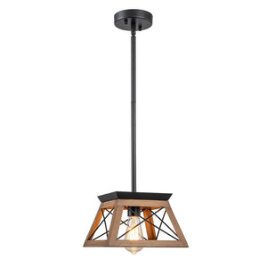 LightFixturesUSA - Modern Farmhouse Geometric Lantern Pendant Light - Pendant Light - Brown - 