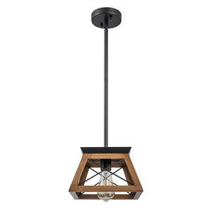 LightFixturesUSA - Modern Farmhouse Geometric Lantern Pendant Light - Pendant Light - Brown - 