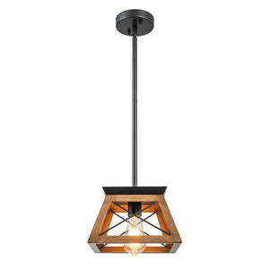 LightFixturesUSA - Modern Farmhouse Geometric Lantern Pendant Light - Pendant Light - Brown - 