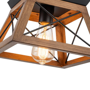 LightFixturesUSA - Modern Farmhouse Geometric Lantern Pendant Light - Pendant Light - Brown - 