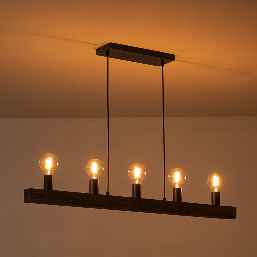 LightFixturesUSA - Modern Farmhouse Pine Wooden Linear Island Chandelier - Chandelier - Pine Wood - 