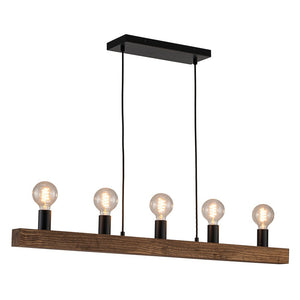 LightFixturesUSA - Modern Farmhouse Pine Wooden Linear Island Chandelier - Chandelier - Pine Wood - 