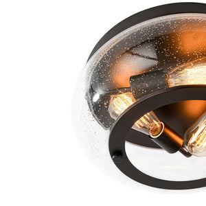 LightFixturesUSA - Modern Farmhouse Seeded Glass Round Ceiling Light - Ceiling Light - Oil - Rubbed Bronze - 