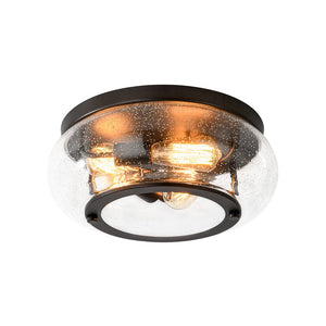 LightFixturesUSA - Modern Farmhouse Seeded Glass Round Ceiling Light - Ceiling Light - Oil - Rubbed Bronze - 