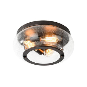 LightFixturesUSA - Modern Farmhouse Seeded Glass Round Ceiling Light - Ceiling Light - Oil - Rubbed Bronze - 