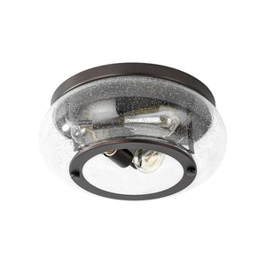 LightFixturesUSA - Modern Farmhouse Seeded Glass Round Ceiling Light - Ceiling Light - Oil - Rubbed Bronze - 
