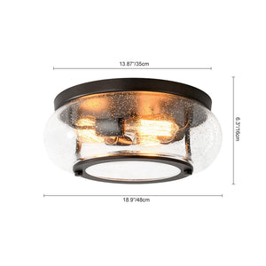 LightFixturesUSA - Modern Farmhouse Seeded Glass Round Ceiling Light - Ceiling Light - Oil - Rubbed Bronze - 