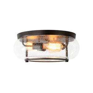 LightFixturesUSA - Modern Farmhouse Seeded Glass Round Ceiling Light - Ceiling Light - Oil - Rubbed Bronze - 