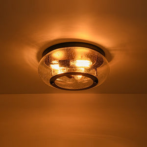 LightFixturesUSA - Modern Farmhouse Seeded Glass Round Ceiling Light - Ceiling Light - Oil - Rubbed Bronze - 