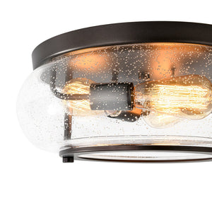 LightFixturesUSA - Modern Farmhouse Seeded Glass Round Ceiling Light - Ceiling Light - Oil - Rubbed Bronze - 
