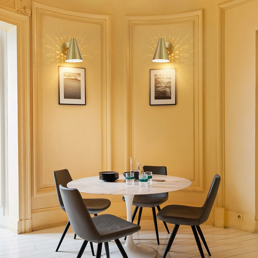 LightFixturesUSA - Modern Funky 1 - Light Starry Pinhole Cone Wall Sconce - Wall Sconce - Brass - 