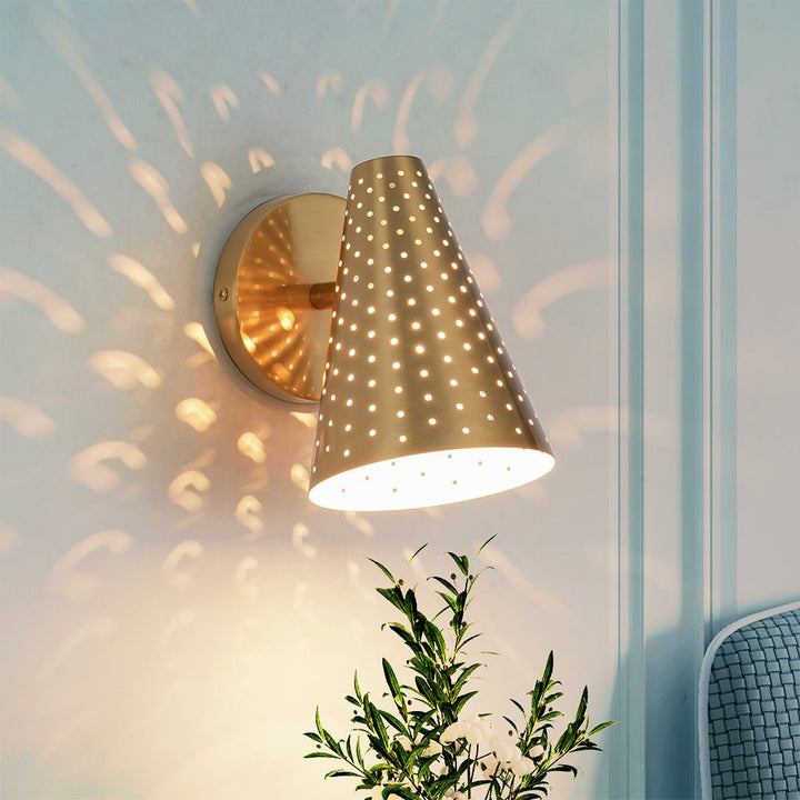 LightFixturesUSA - Modern Funky 1 - Light Starry Pinhole Cone Wall Sconce - Wall Sconce - Brass - 