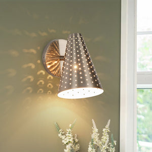 LightFixturesUSA - Modern Funky 1 - Light Starry Pinhole Cone Wall Sconce - Wall Sconce - Nickel - 