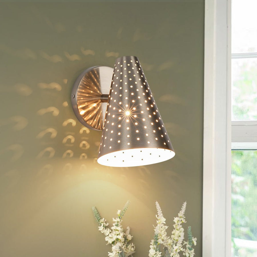 LightFixturesUSA - Modern Funky 1 - Light Starry Pinhole Cone Wall Sconce - Wall Sconce - Nickel - 