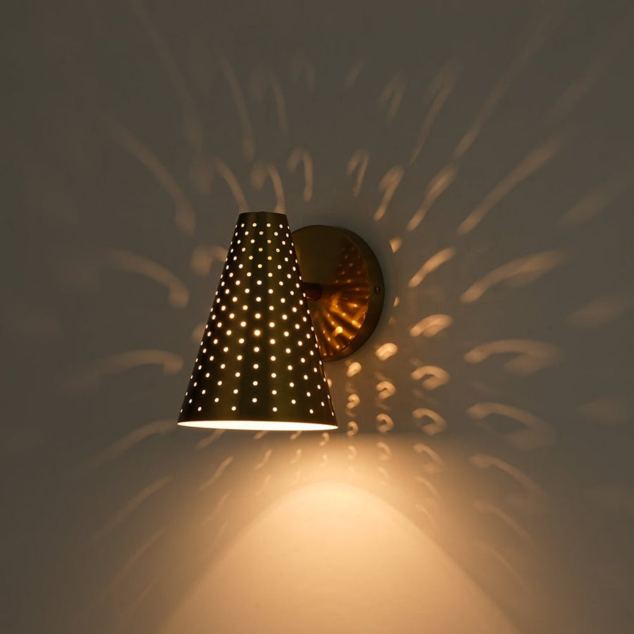 LightFixturesUSA - Modern Funky 1 - Light Starry Pinhole Cone Wall Sconce - Wall Sconce - Nickel - 