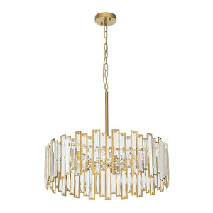 LightFixturesUSA - Modern Glam Brass 6 - Light Crystal Drum Cage Chandelier - Chandelier - Brass - 