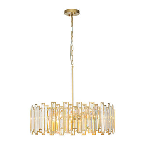 LightFixturesUSA - Modern Glam Brass 6 - Light Crystal Drum Cage Chandelier - Chandelier - Brass - 