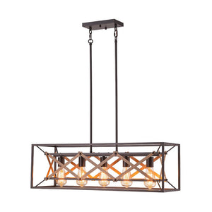 LightFixturesUSA - Modern Industrial Cross Linear Island Chandelier - Chandelier - 5 - Light - 