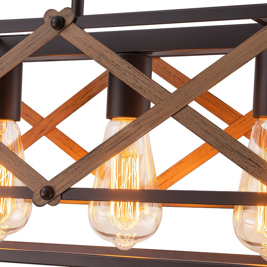 LightFixturesUSA - Modern Industrial Cross Linear Island Chandelier - Chandelier - 5 - Light - 