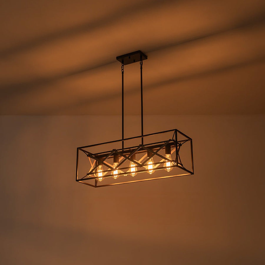 LightFixturesUSA - Modern Industrial Cross Linear Island Chandelier - Chandelier - 5 - Light - 