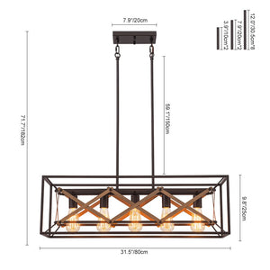 LightFixturesUSA - Modern Industrial Cross Linear Island Chandelier - Chandelier - 5 - Light - 