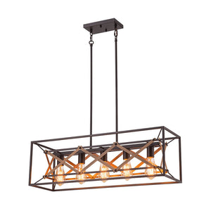 LightFixturesUSA - Modern Industrial Cross Linear Island Chandelier - Chandelier - 5 - Light - 