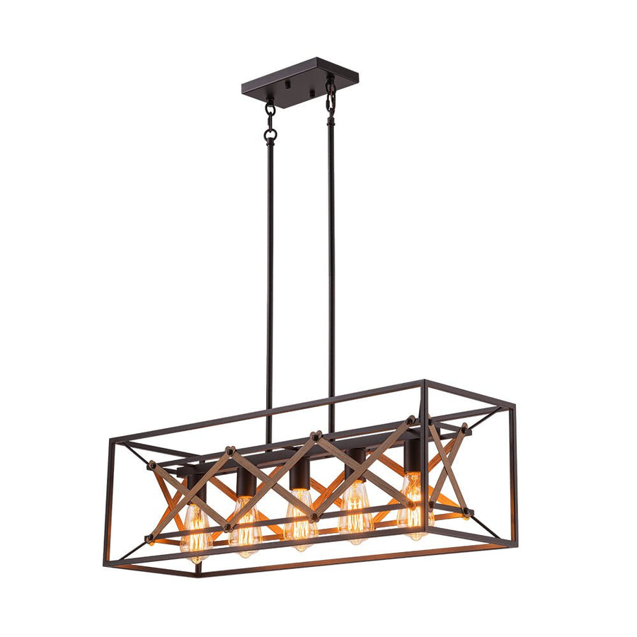 LightFixturesUSA - Modern Industrial Cross Linear Island Chandelier - Chandelier - 5 - Light - 