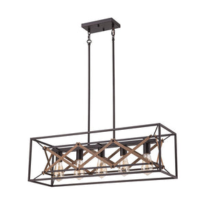 LightFixturesUSA - Modern Industrial Cross Linear Island Chandelier - Chandelier - 5 - Light - 