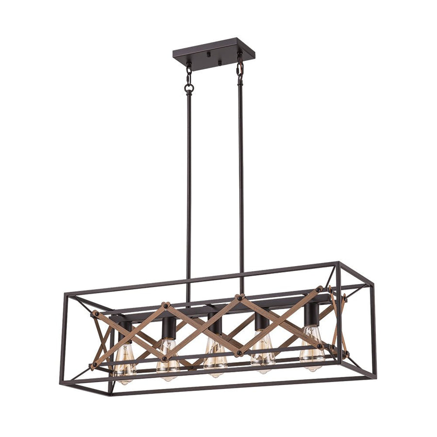 LightFixturesUSA - Modern Industrial Cross Linear Island Chandelier - Chandelier - 5 - Light - 