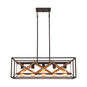 LightFixturesUSA - Modern Industrial Cross Linear Island Chandelier - Chandelier - 5 - Light - 