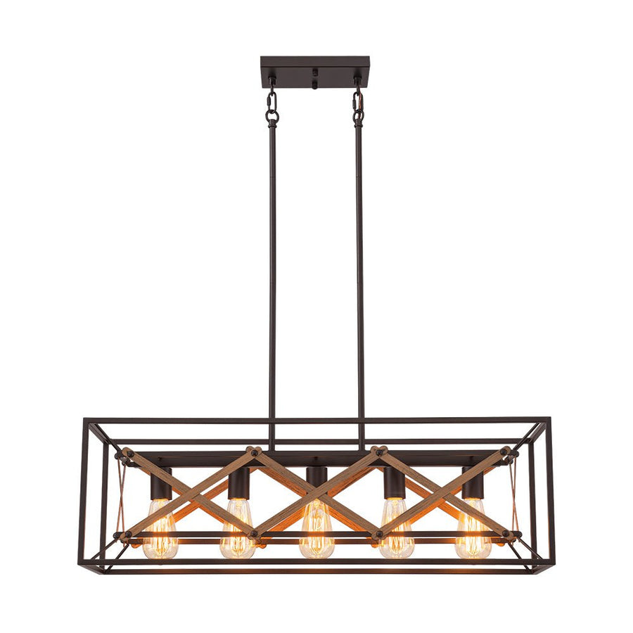 LightFixturesUSA - Modern Industrial Cross Linear Island Chandelier - Chandelier - 5 - Light - 