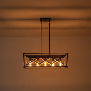 LightFixturesUSA - Modern Industrial Cross Linear Island Chandelier - Chandelier - 5 - Light - 