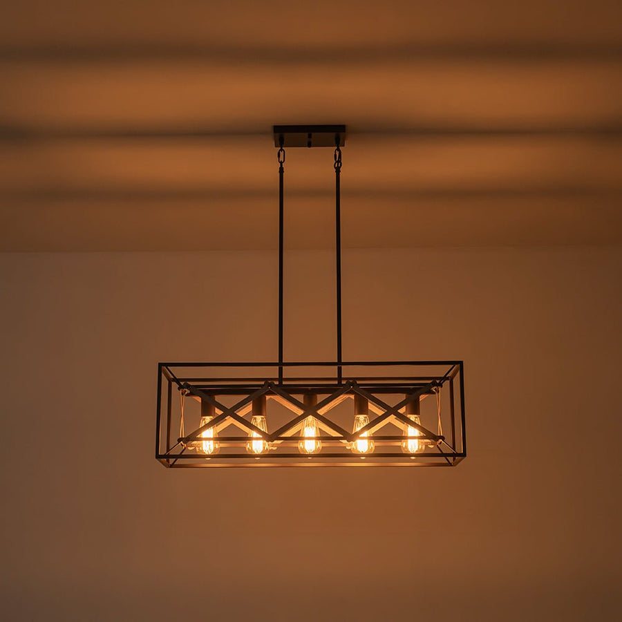 LightFixturesUSA - Modern Industrial Cross Linear Island Chandelier - Chandelier - 5 - Light - 