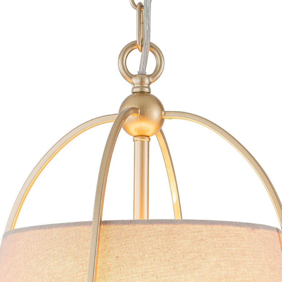 LightFixturesUSA - Modern Ivory Linen Conical Drum Cage Pendant Light - Ceiling Light - 14.6 in. - 