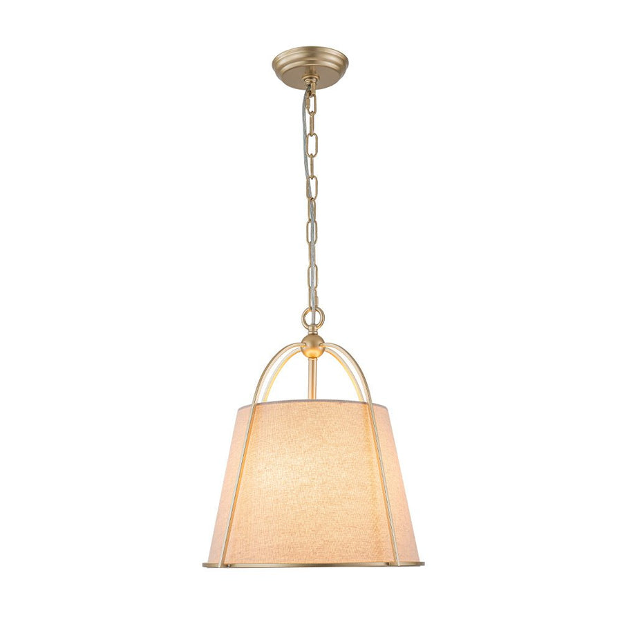 LightFixturesUSA - Modern Ivory Linen Conical Drum Cage Pendant Light - Ceiling Light - 14.6 in. - 