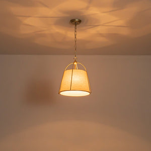 LightFixturesUSA - Modern Ivory Linen Conical Drum Cage Pendant Light - Ceiling Light - 14.6 in. - 