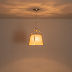 LightFixturesUSA - Modern Ivory Linen Conical Drum Cage Pendant Light - Ceiling Light - 14.6 in. - 