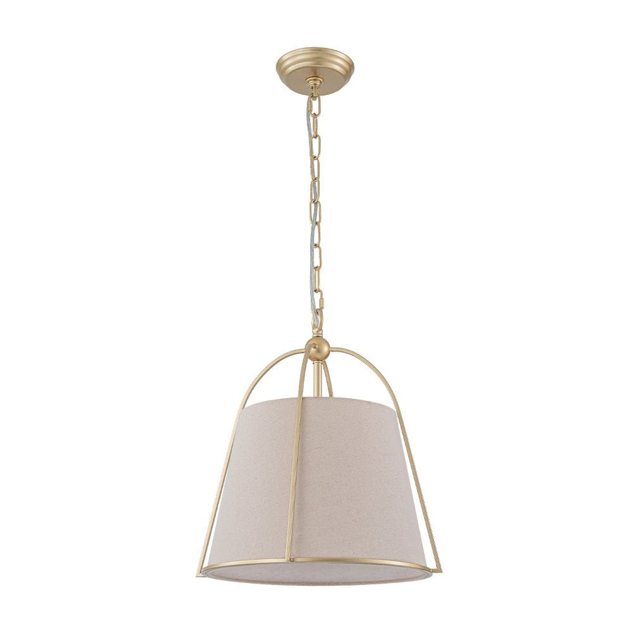 LightFixturesUSA - Modern Ivory Linen Conical Drum Cage Pendant Light - Ceiling Light - 14.6 in. - 