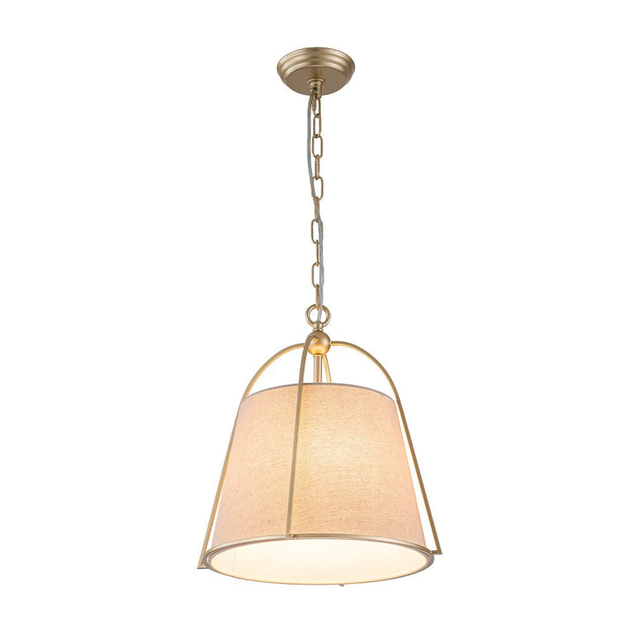 LightFixturesUSA - Modern Ivory Linen Conical Drum Cage Pendant Light - Ceiling Light - 14.6 in. - 