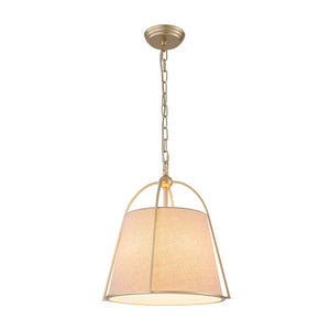 LightFixturesUSA - Modern Ivory Linen Conical Drum Cage Pendant Light - Ceiling Light - 14.6 in. - 
