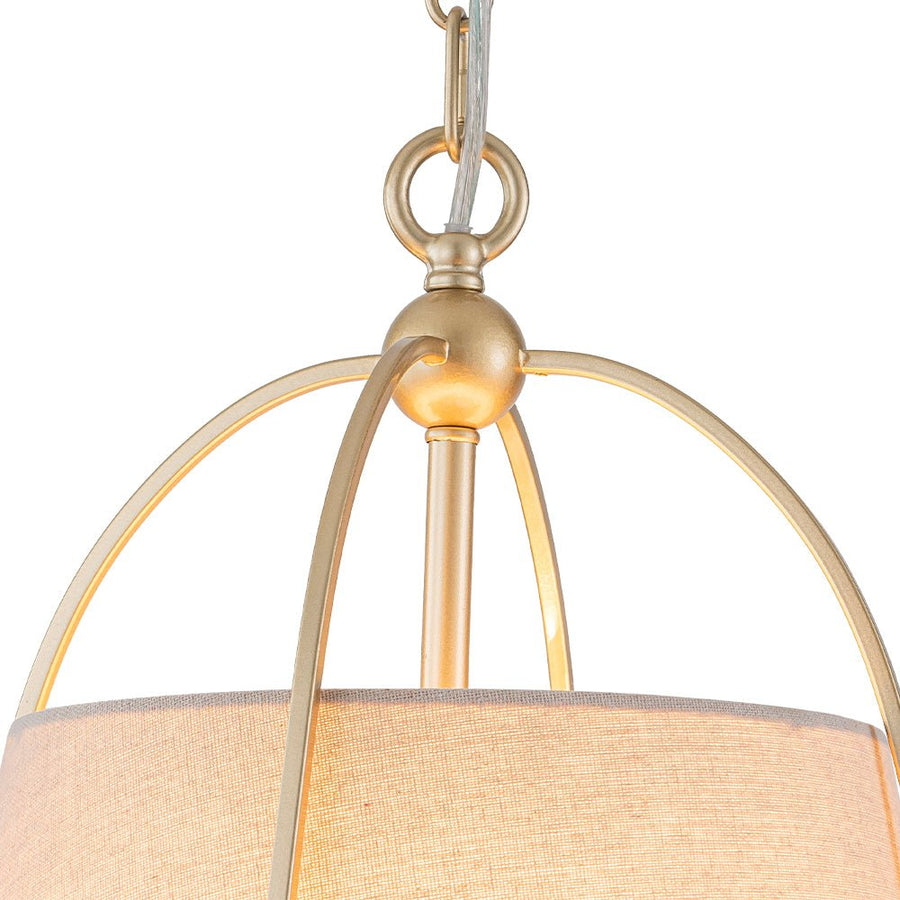 LightFixturesUSA - Modern Ivory Linen Conical Drum Cage Pendant Light - Ceiling Light - 14.6 in. - 