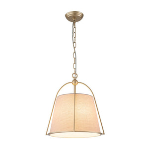 LightFixturesUSA - Modern Ivory Linen Conical Drum Cage Pendant Light - Ceiling Light - 14.6 in. - 