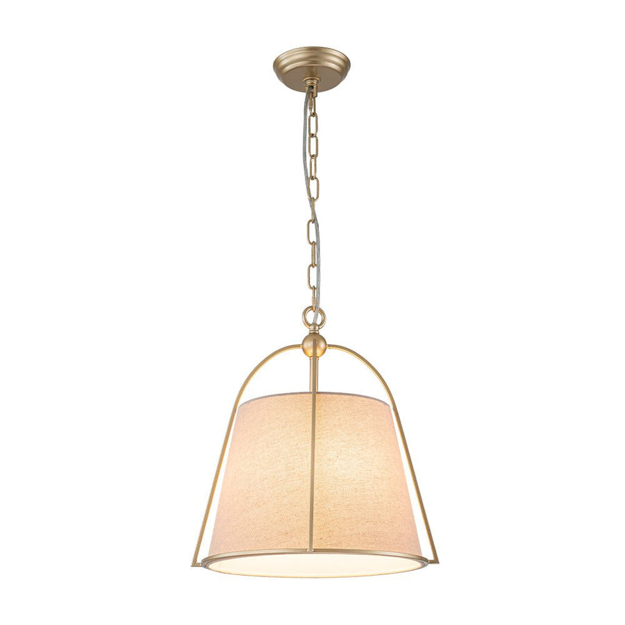 LightFixturesUSA - Modern Ivory Linen Conical Drum Cage Pendant Light - Ceiling Light - 14.6 in. - 